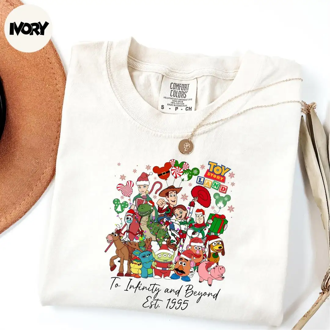 Comfort Colors® To Infinity and Beyond Est. 1995 Shirt, Toy Story Christmas Vibes Shirt, Sheriff Woody Christmas Shirt, Toy Story Land Shirt