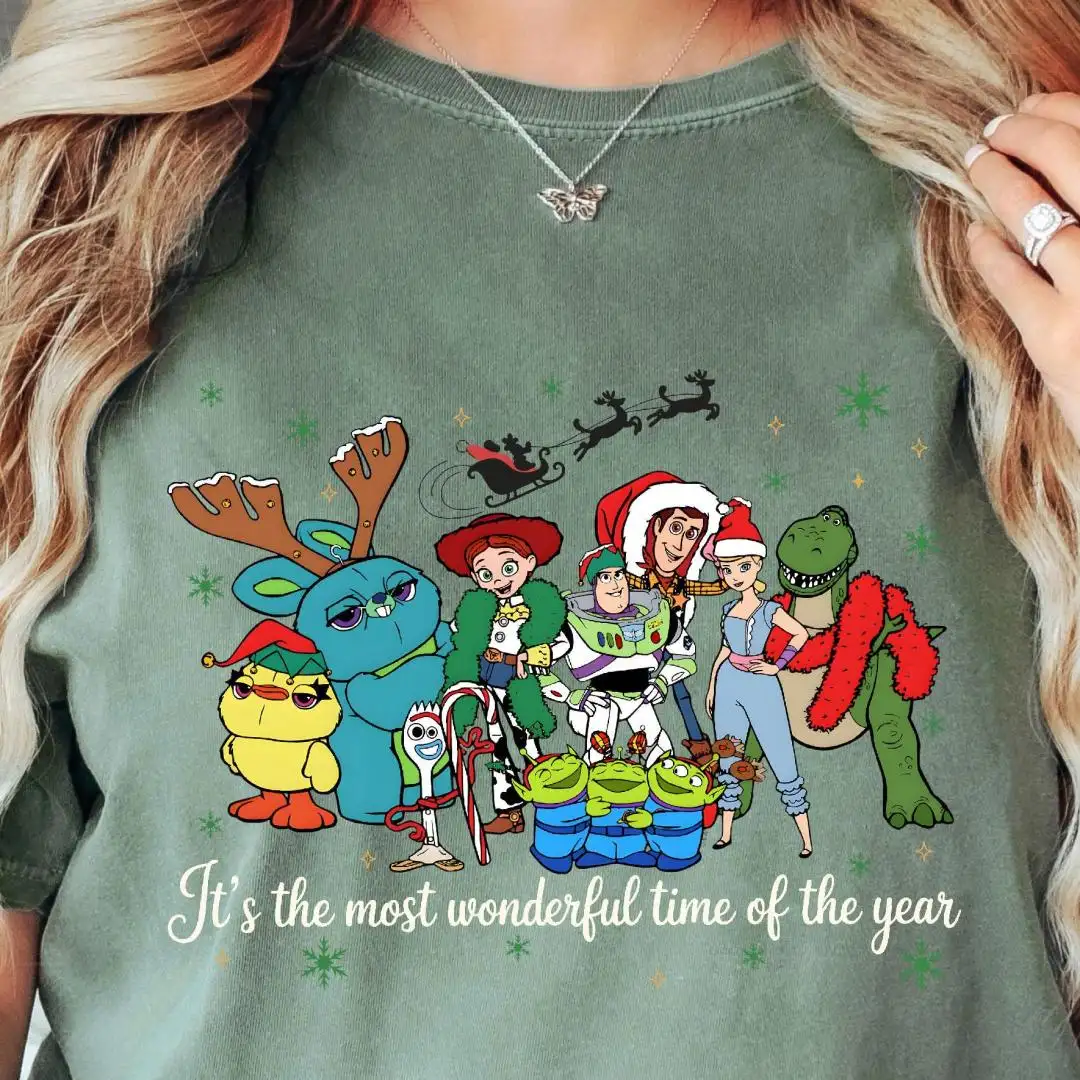 Comfort Colors® Toy Story Christmas Shirt, Buzz Lightyear Xmas Shirt, The Most Wonderful Time of the Year Tee, Sheriff Woody Christmas Shirt