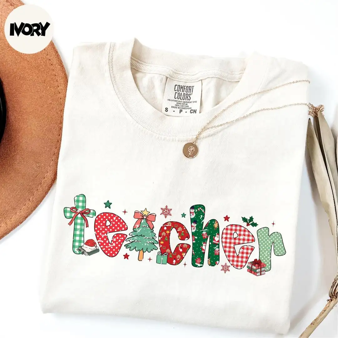 Comfort Colors® Teacher Christmas Shirt, Christmas Gift for Teacher, Xmas Teacher Shirt, Teacher Appreciation, Teacher Life Shirt, Xmas Gift