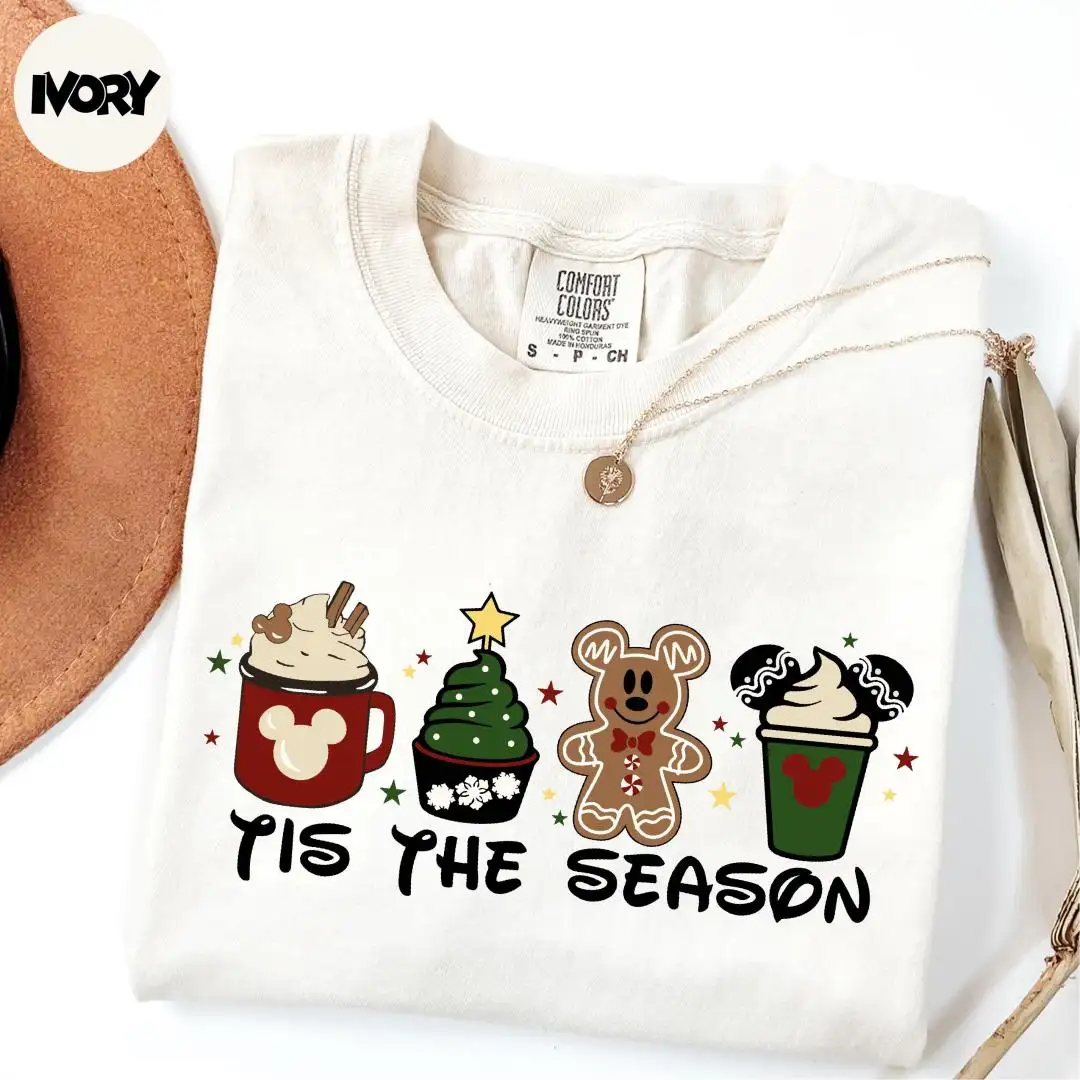 Comfort Colors® Tis The Season Christmas Shirt, Disney Snacks Xmas Shirt, Mickey Gingerbread Shirt, Christmas Gift, Disney Christmas Shirt