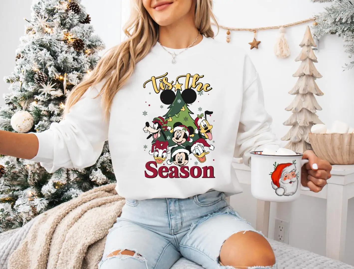 Disney Tis The Season Sweatshirt, Disneyland XMAS Trip Hoodie, Minnie Christmas Tree Crewneck, Mickey Holiday Shirt