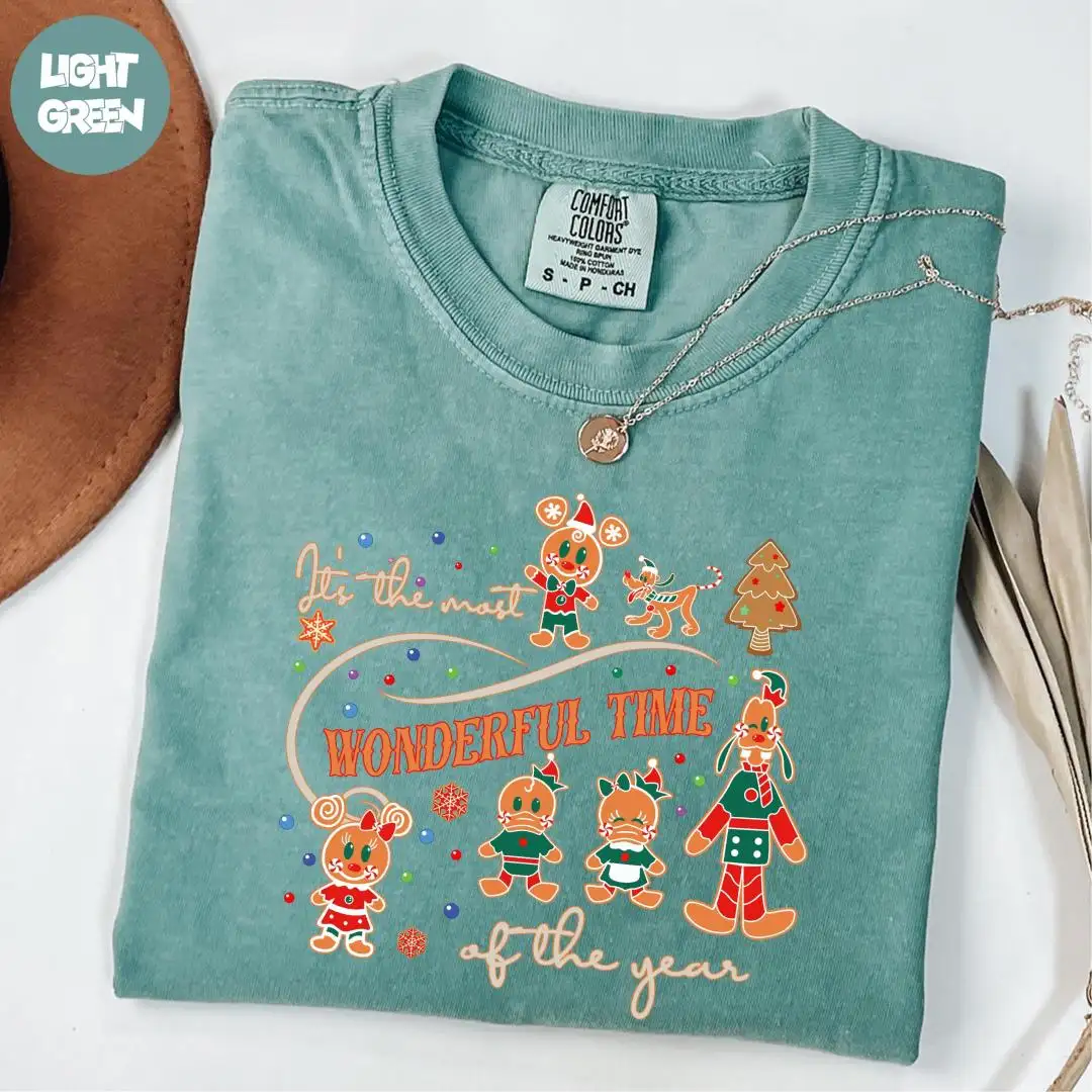 Comfort Colors® Disney Gingerbread Squad Shirt, Mickey and Friends Christmas Shirt, Xmas Tee, It's The Most Wonderful Time Of The Year Shirt
