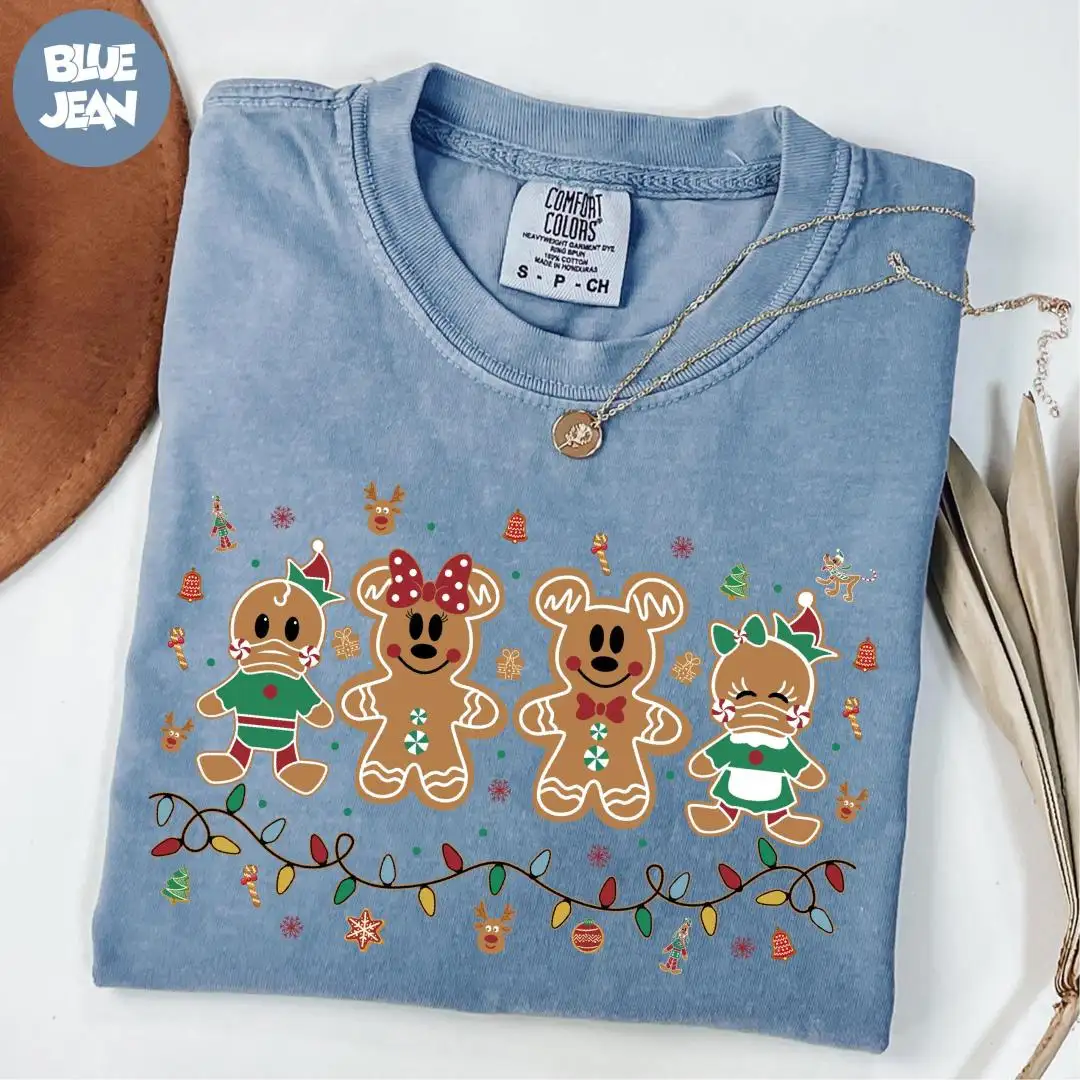 Comfort Colors® Disney Gingerbread Shirt, Disney Christmas Shirt, Mickey and Minnie Shirt, Xmas Family Shirt, Donald and Daisy Shirt