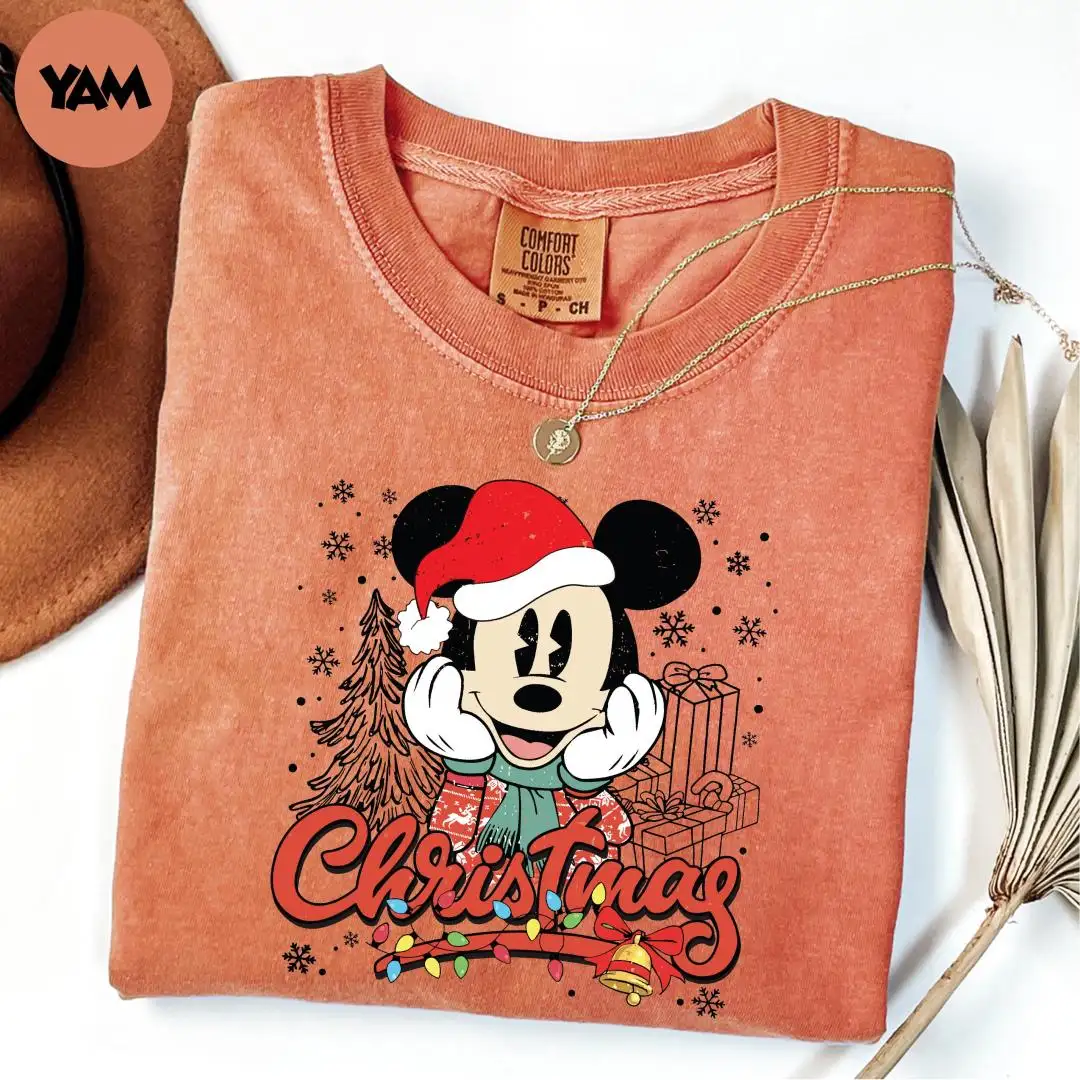 Comfort Colors® Mickey Mouse Christmas Shirt, Family Christmas Shirt, Disney Christmas Party Shirt, Cute Christmas Shirt, Santa Mickey Shirt