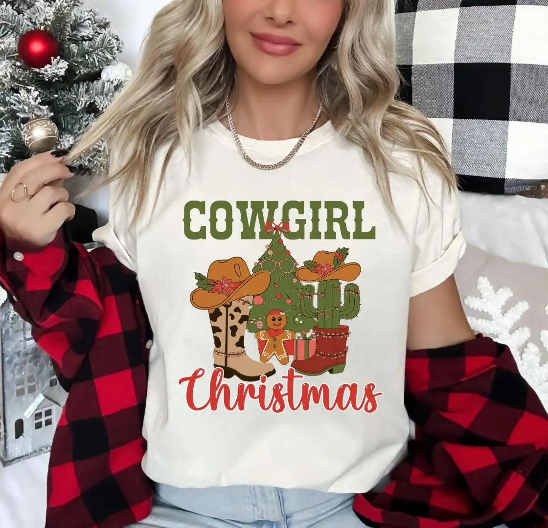 Western Christmas Girl Sweatshirt, Country Christmas Tee, Western XMAS Holiday Shirt, Girl Boots Christmas Party Hoodie