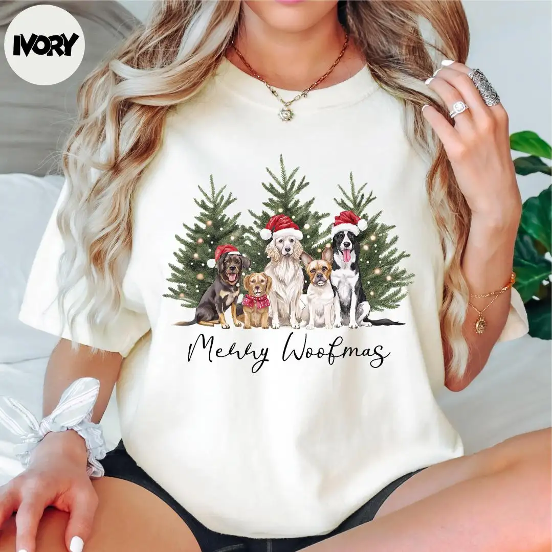 Comfort Colors® Merry Woofmas Shirt, Xmas Shirt, Dog Lover Shirt, Family Christmas Shirt, Christmas Party Shirt, Christmas Dog Shirt
