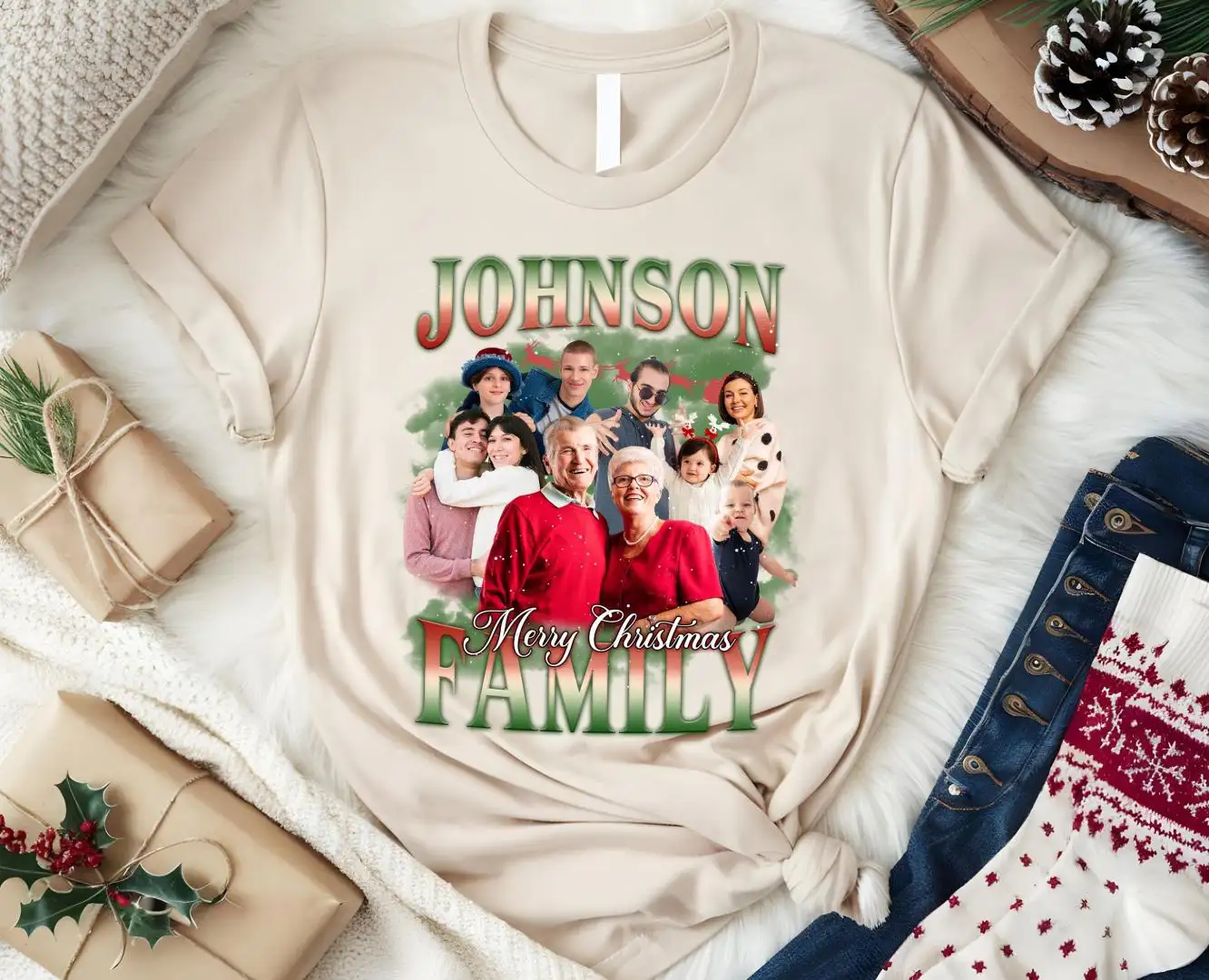 Custom Christmas Photo Shirt for Family Matching