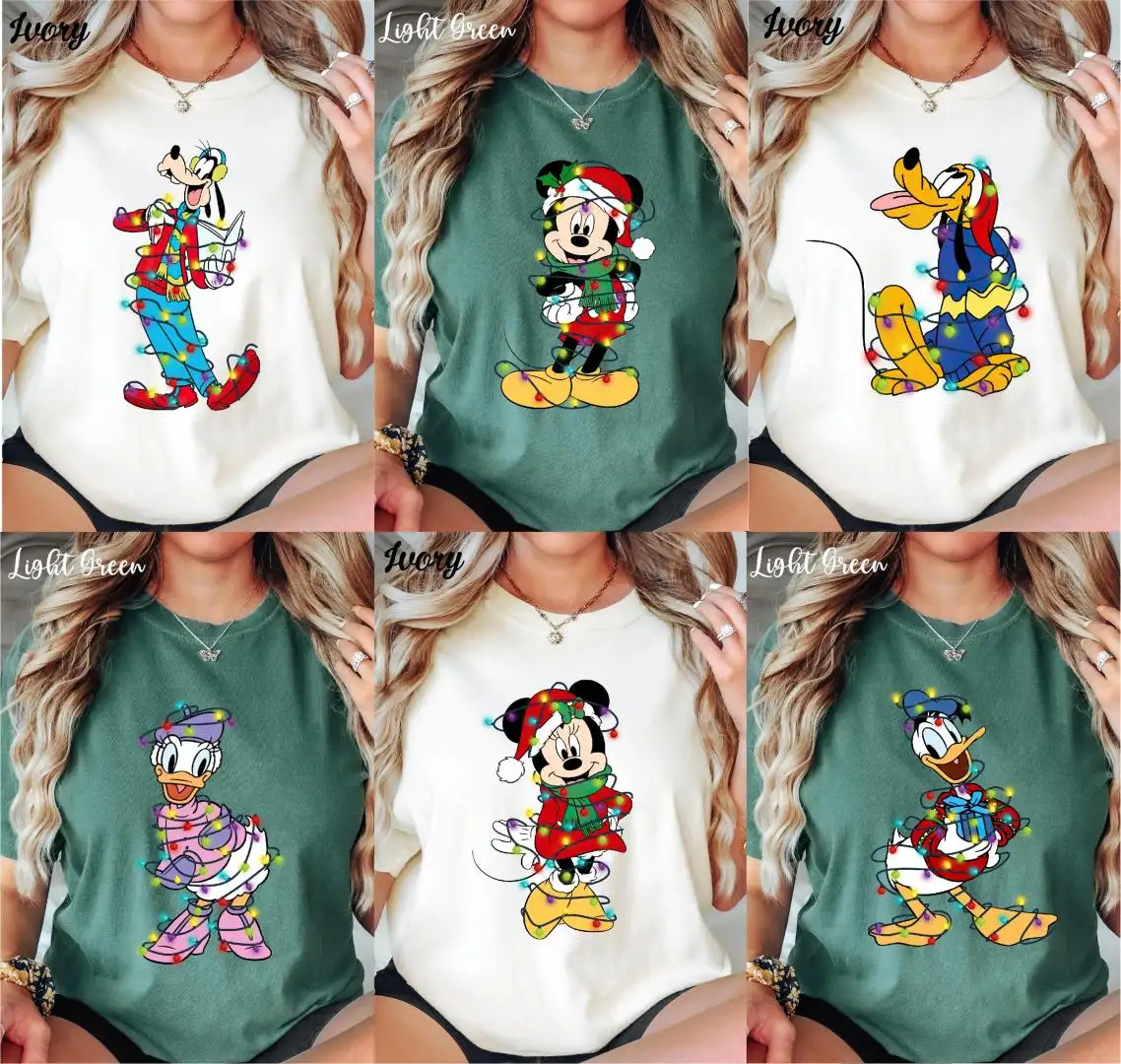 Comfort Colors® Mickey and Friends Matching Shirt, Xmas Holiday Gift, Disney Xmas Group Shirt, Christmas Lights Shirt, Christmas Squad Shirt