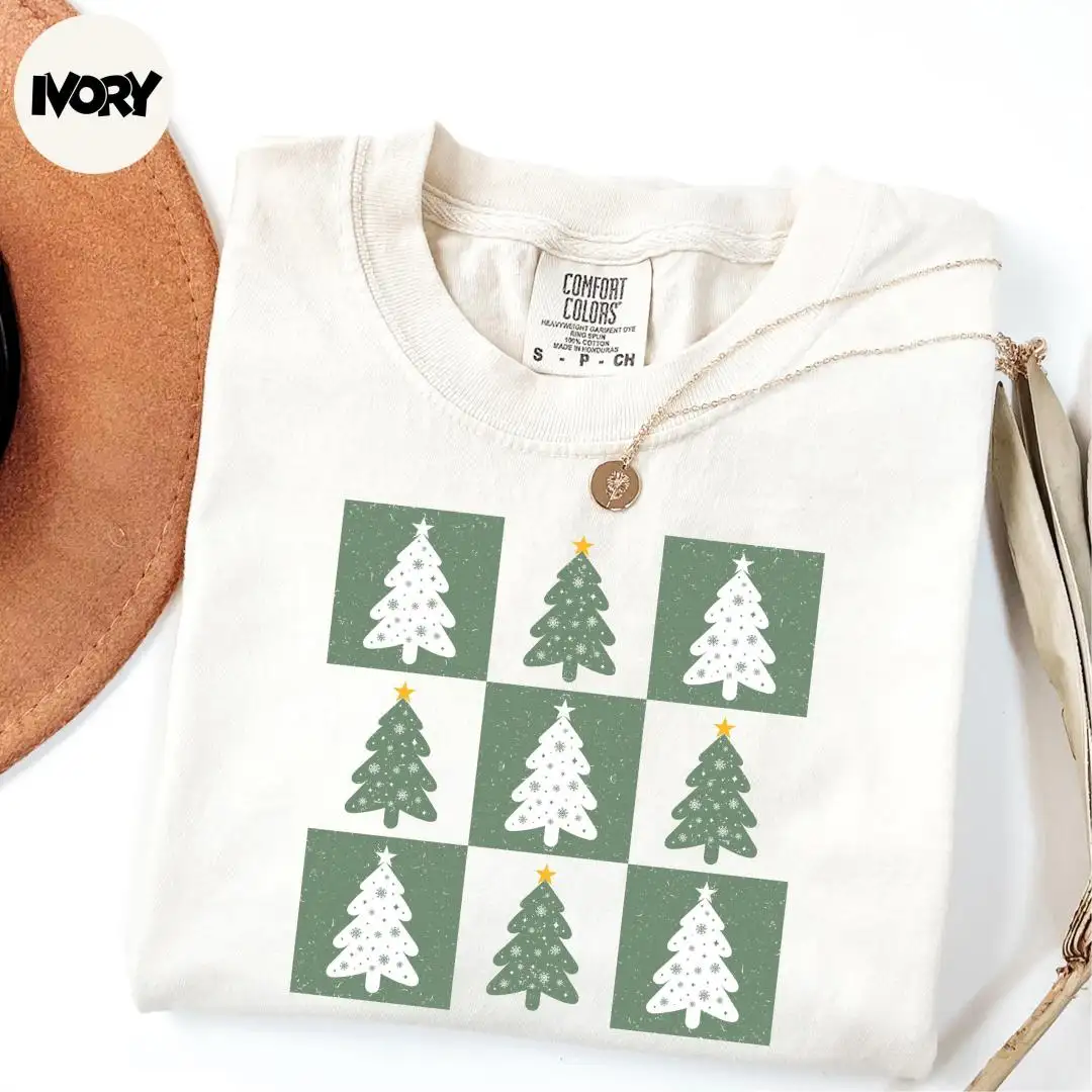 Comfort Colors® Christmas Tree Shirt, Merry Christmas Shirt, Happy Christmas Shirt, Christmas Party Shirt, Xmas Gift, Family Christmas Shirt