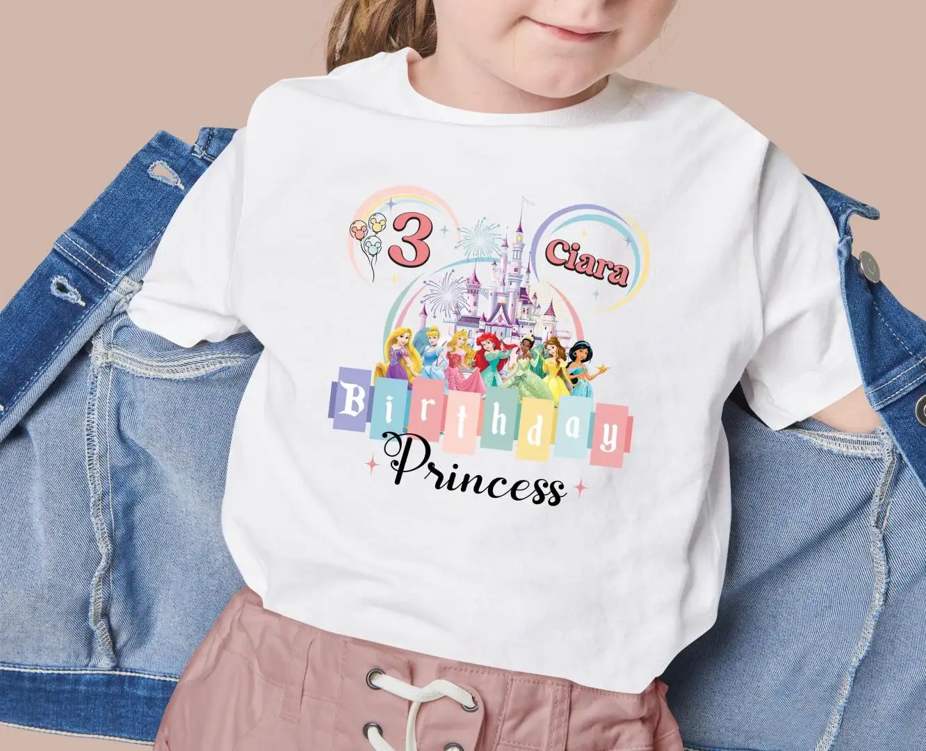 Custom Disney Princess Birthday Shirt for Toddler Girls