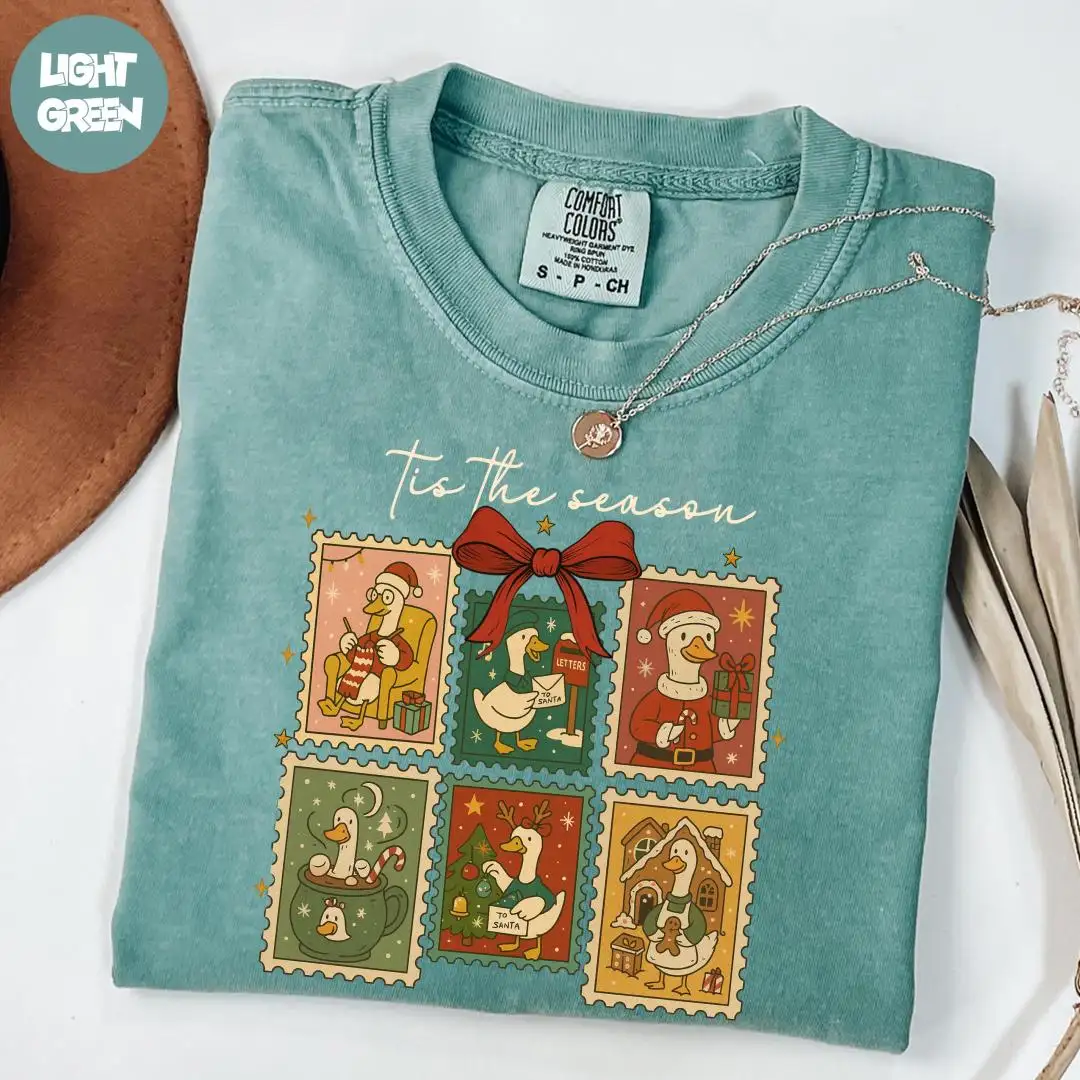 Comfort Colors® Tis The Season Shirt, Christmas Shirt, Funny Goose Shirt, Xmas Holiday Shirt, Santa Goose Shirt, Silly Goose Christmas Shirt