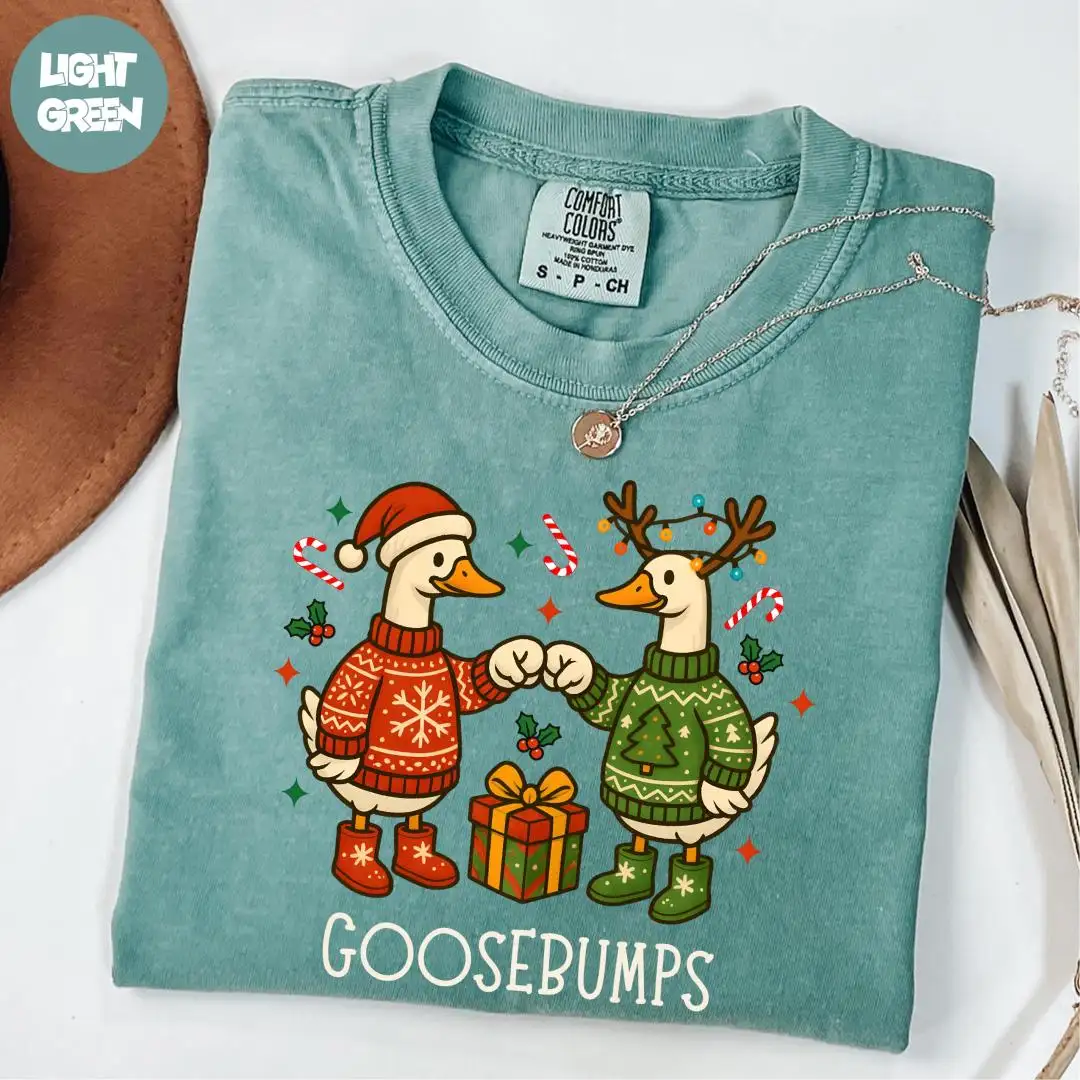 Comfort Colors® Goosebumps Shirt, Christmas Party Shirt, Xmas Holiday Shirt, Christmas Shirt, Silly Goose Shirt, Christmas Goose Shirt