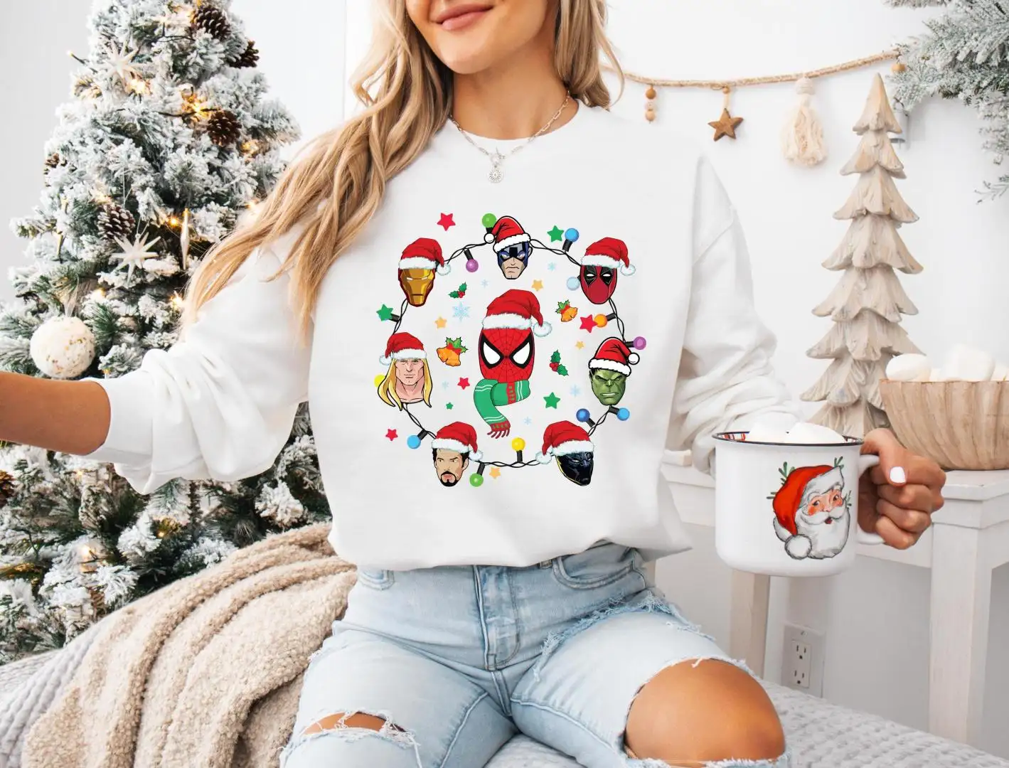 Marvel Christmas Shirt, Spiderman XMAS Party Tee, Disney Superhero Holiday Hoodie, İron Man Christmas Tee, Avengers Christmas Sweatshirt