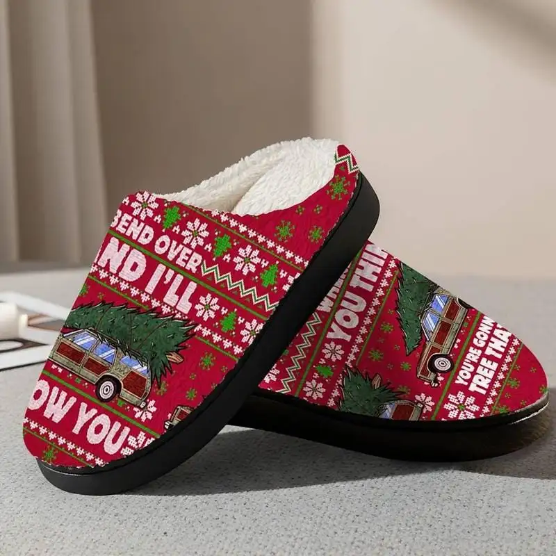 Bend Over And I'll Show You Matching Couple Christmas Slipper, Griswold Family Cozy Slipper, National Lampoon's Christmas Vacation Slipper