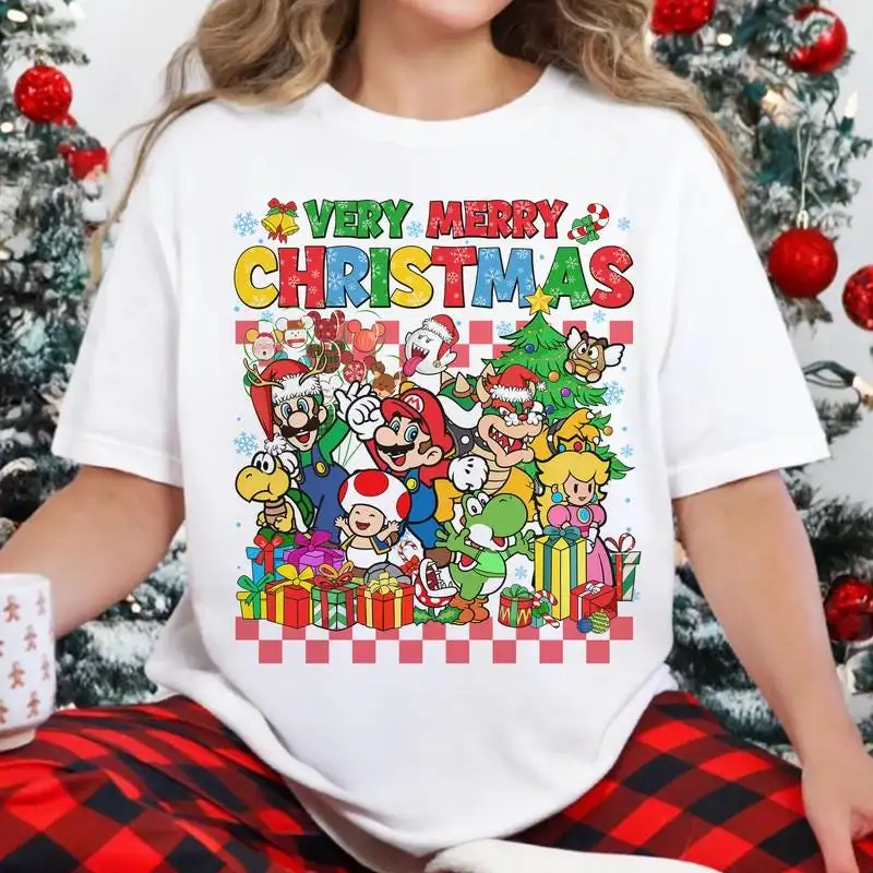 Very Merry Christmas Mario Christmas Shirt Mario Epic Universe Christmas Shirt Universal Matching Family Shirt Disneyland Christmas Tee 04