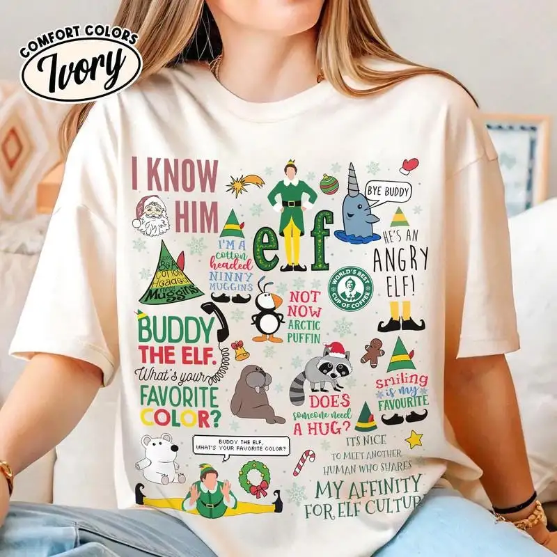 Buddy The Elf Quotes Christmas Sweatshirt Buddy Elf Christmas Movie Shirt Disneyland Christmas Trip Tee Family Christmas Pajama Xmas Gift 11