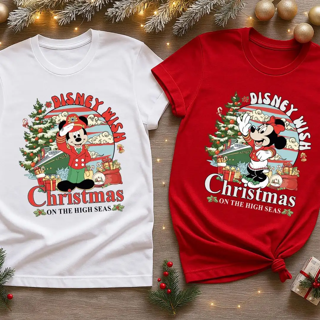 Disney Christmas Cruise Shirt, Mickey Wish Cruising Tee, Disneyland On The High Seas XMAS Crewneck, Christmas Cruise Holiday Sweatshirt