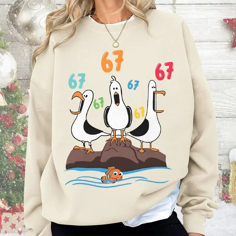 Comfort Colors 6 7 Six Seven Finding Dory Nemo Christmas Shirt Finding Nemo Seagulls Ho Ho Ho Christmas Shirt Funny Christmas Matching Tee