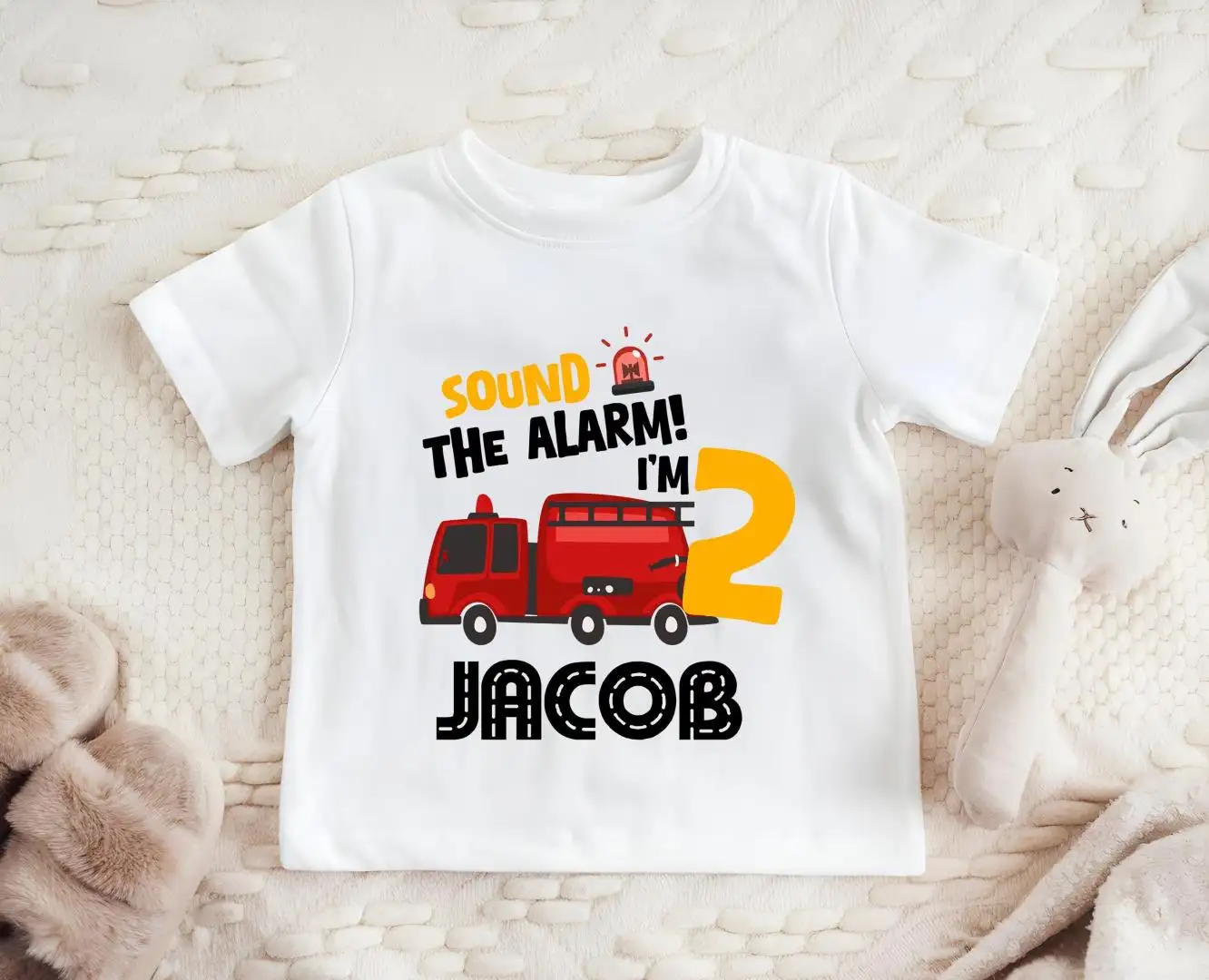 Fire Truck Birthday Shirt for Boys