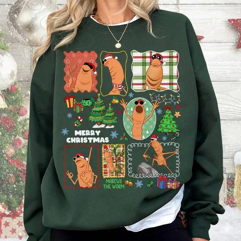Marcus The Worm Christmas Comfort Colors Shirt Funny Worm Meme Shirt Brainrot Humor Shirt Merry Christmas Shirt Xmas Family Matching Tee 00