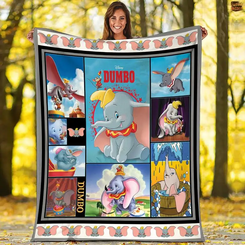 Disneyland Dumbo Fleece Blanket, Christmas Gift, Disneyland Animal Kingdom Throw Blanket For Bed Couch Sofa, Dumbo Elephant Flying Blanket