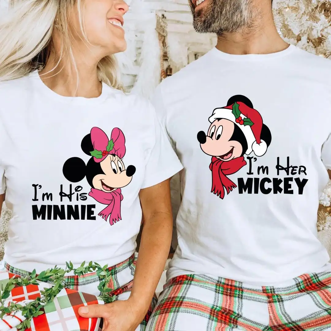 Mickey Minnie Christmas Shirt, Disney Couple XMAS Honeymoon Tee, His Her Christmas Couples Sweatshirt, Christmas Holiday Wife Hubby Hoodie