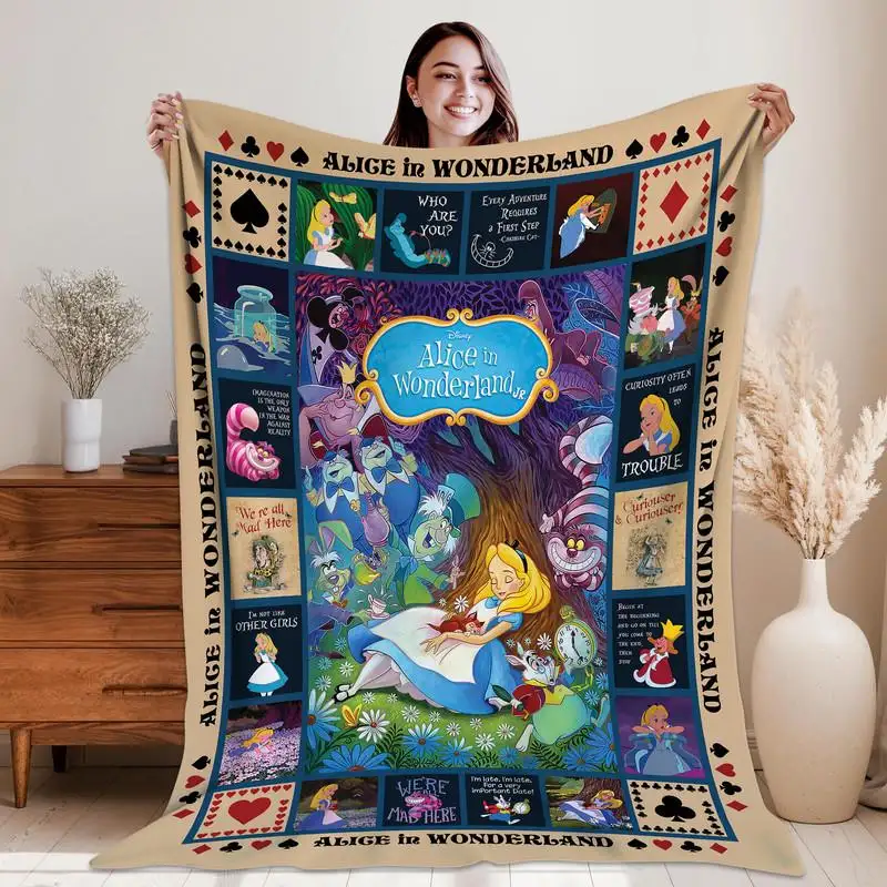 Disneyland Alice In Wonderland Fleece Blanket Alice Cheshire Cat Blanket Alice Wonderland We're All Mad Here Birthday Gifts Blanket 13