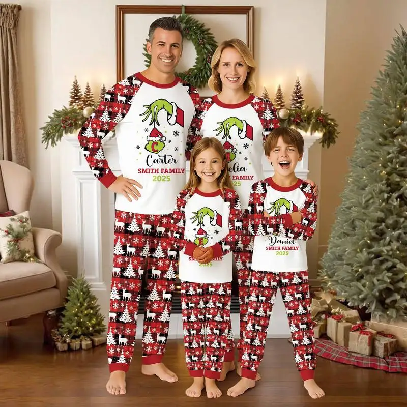 Funny Christmas Family Raglan Pajamas, Christmas Family Matching Holiday Pajamas Set, Christmas Gift 02, Custom Mean Guy Christmas Pajamas