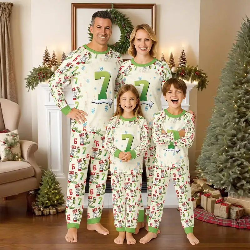 67 Christmas Raglan Pajamas Set Team 7 Christmas Pajamas Six Seven Meme Pajamas Christmas Six Seven Pajamas Christmas Family Pajamas Set 03