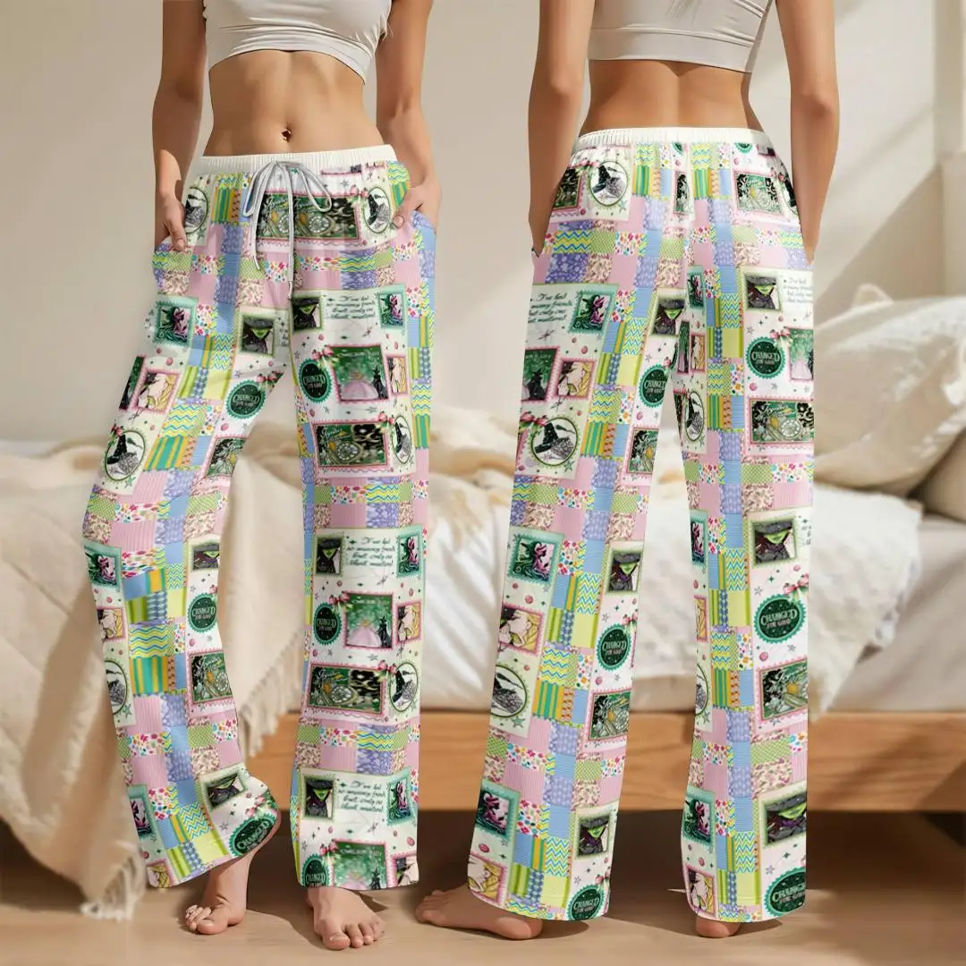 Wicked Movie Pajamas Pants Elphaba Glinda Lounge Sleepwear Green Pink Witch Pajamas Family Christmas Pajamas Wicked Matching Pajamas 01