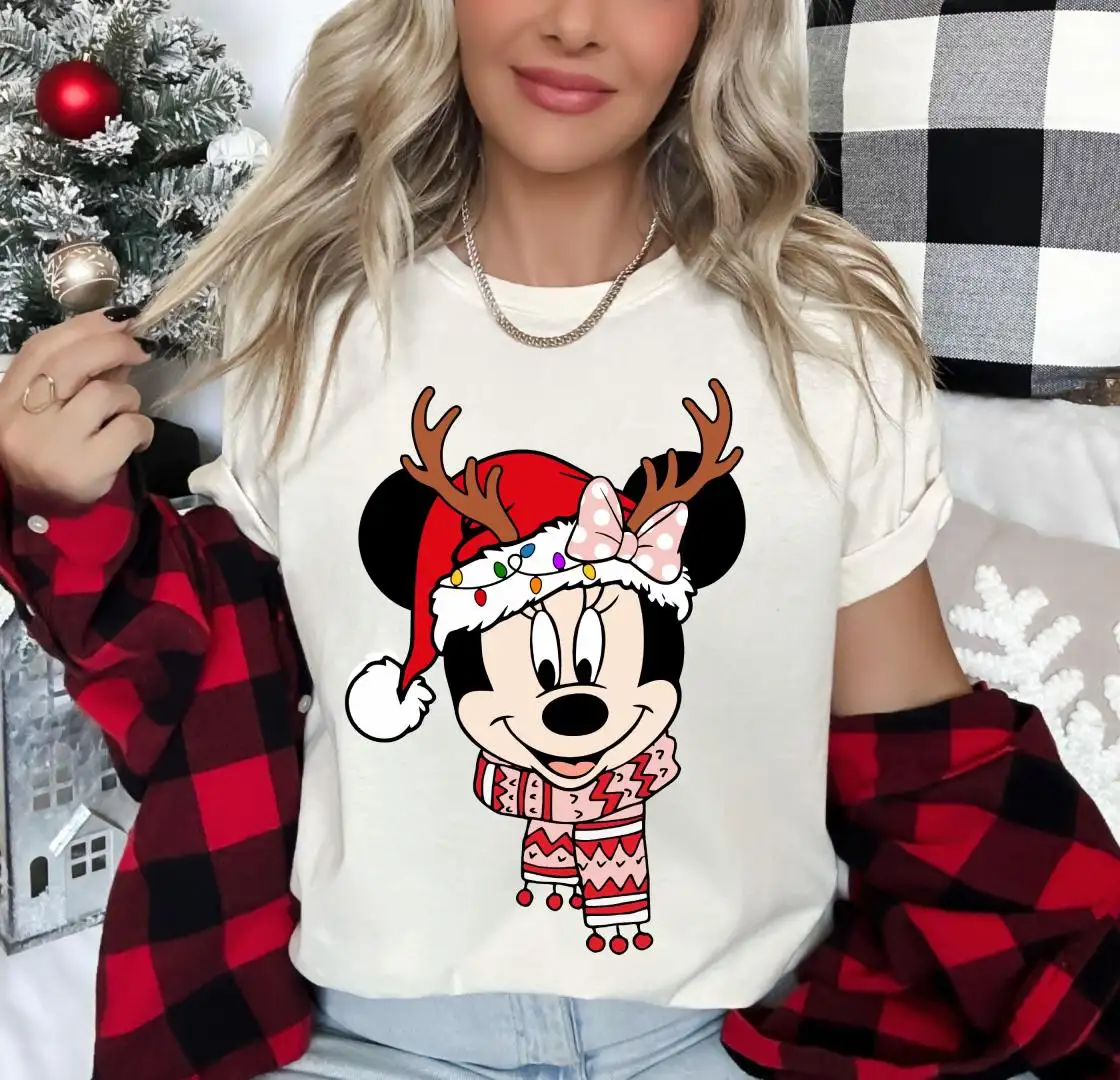 Disney Christmas Shirt, Disneyland Christmas Holiday Hoodie, Mickey Minnie XMAS Family Matching Tee, Santa Mouse Kids Sweatshrit