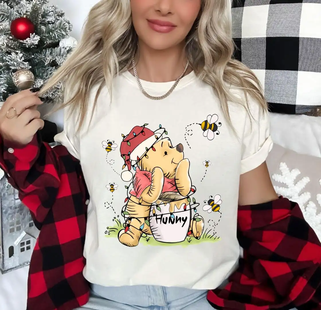 Disney Pooh Bear Christmas Mama Shirt, Mom Disneyland Holiday Sweatshirt, Bear Hunny Christmas Kids Gift Tee, Winnie The Pooh XMAS Hoodie