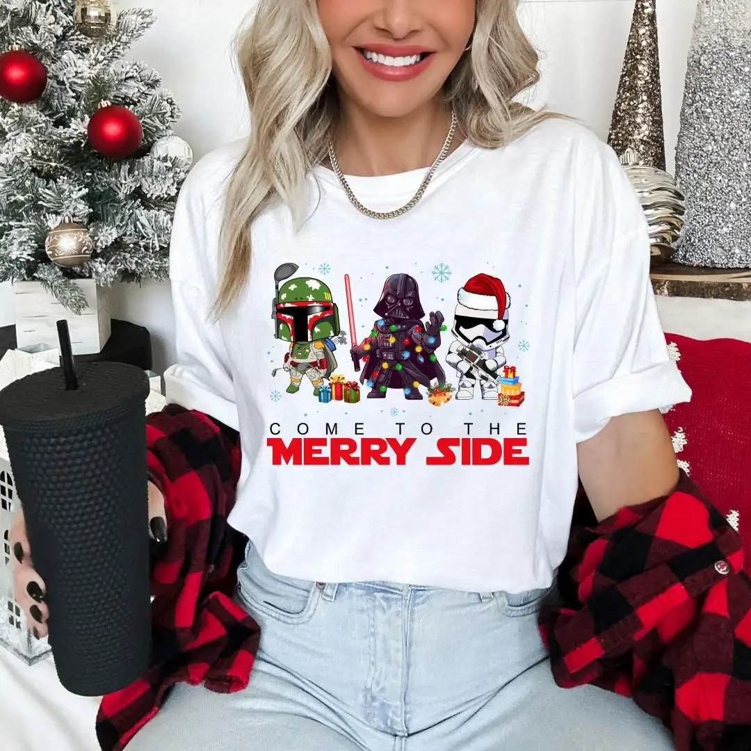 Star Wars Christmas T-shirt, Stormtrooper Christmas Party Hoodie, Darth Vader Xmas Sweatshirt, Disney Come To The Merry Side Tee