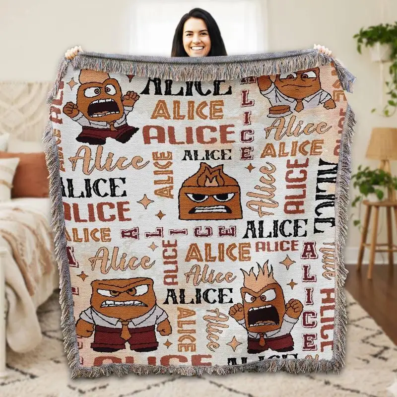 Personalized Disneyland Pixar Inside Out Woven Blanket Disneyland Inside Out Anger Blanket Inside Out Birthday Gift Disneyland Blanket 22