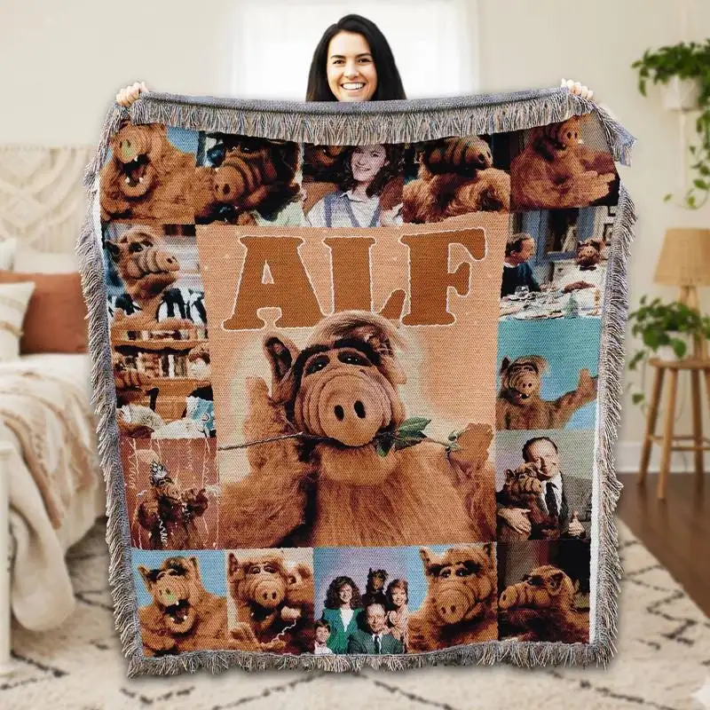 ALF Christmas Woven Blanket Alf Movie Lovers Woven Blanket Christmas 80s 90s Movie Blanket Christmas Party Gifts Xmas Family Matching 2025