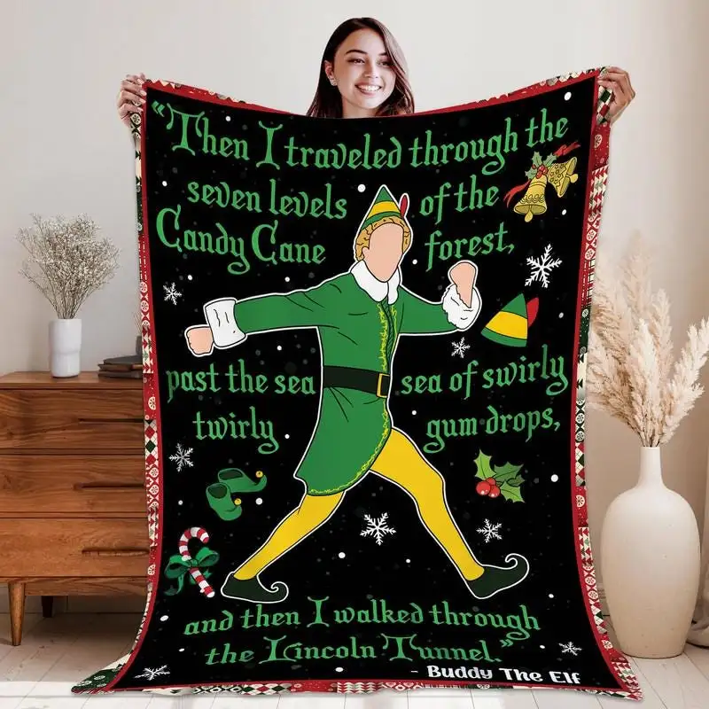 Buddy The Elf Christmas Fleece Blanket, Elf Xmas Blanket 2025, Xmas Gift 00, The Elf Christmas Couch Sofa Blanket, The Elf Christmas Blanket