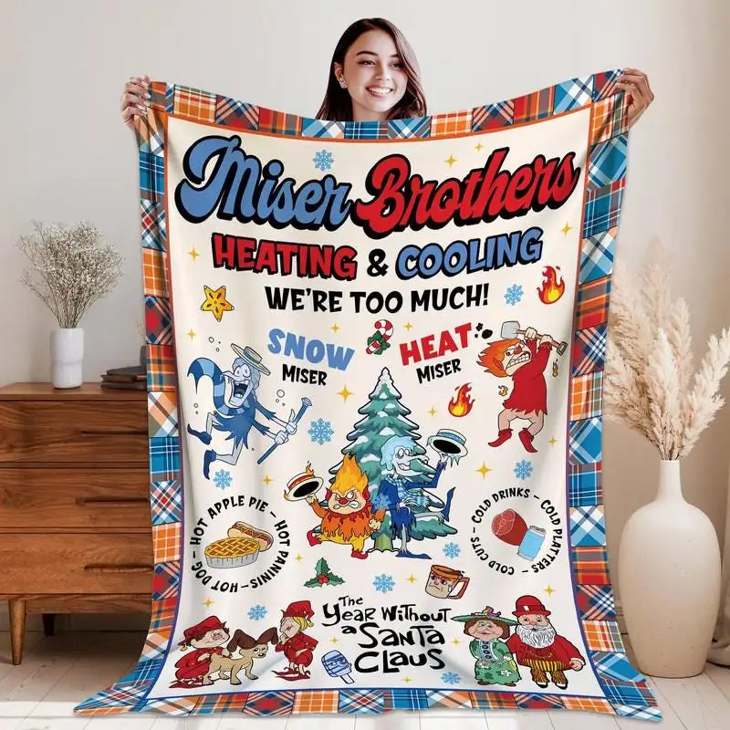 Miser Brothers Heating And Cooling Blanket, Snow Miser Heat Miser Throw Blanket, Christmas Holiday Party Gifts 04, Miser Brothers Xmas 2025