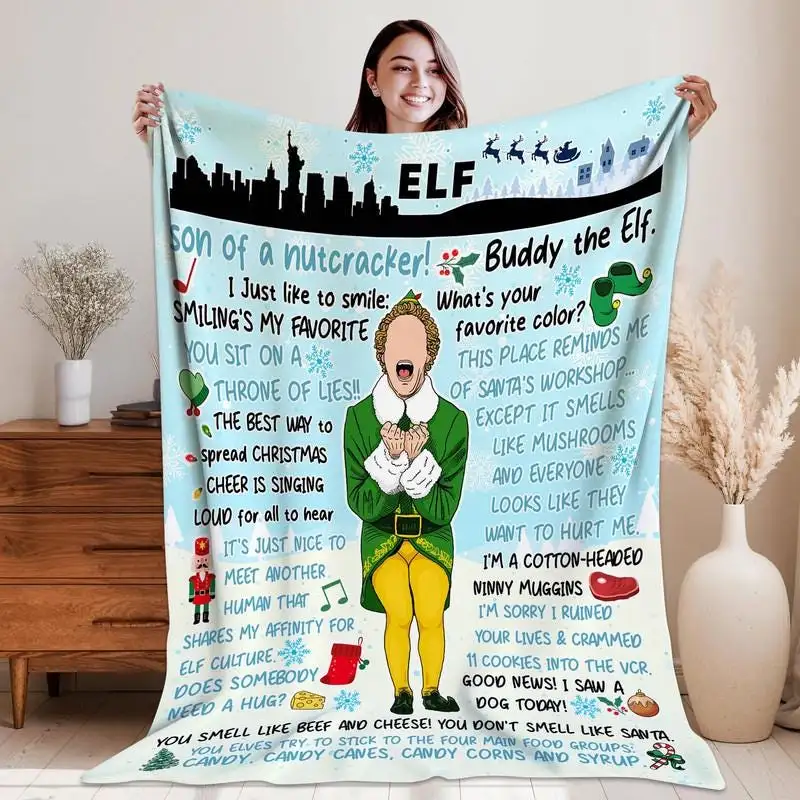 Buddy The Elf Quotes Christmas Blanket, Xmas Gift 01, The Elf Christmas Blanket, The Elf Christmas Couch Sofa Blanket, Elf Xmas Blanket 2025