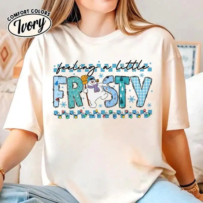 Comfort Colors Feeling A Little Frosty Shirt Frosty The Snowman Christmas Shirt Snowman Xmas Shirt Christmas 2025 Shirt Christmas Gift 06