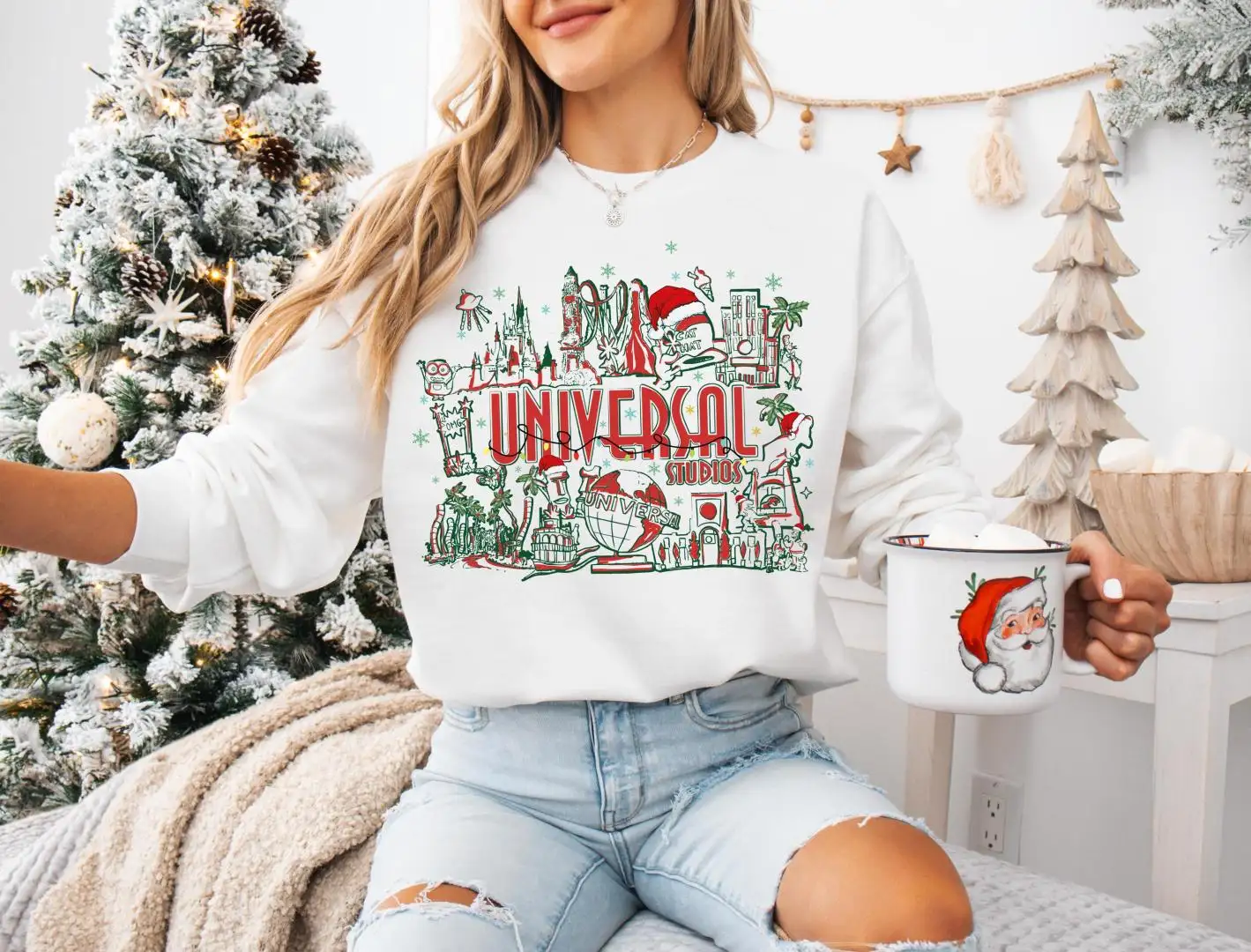 Universal Studios Christmas Shirt, Disney Christmas Tee, Disneyland Merry Christmas Sweater, Christmas Vibes Disney World Sweatshirt