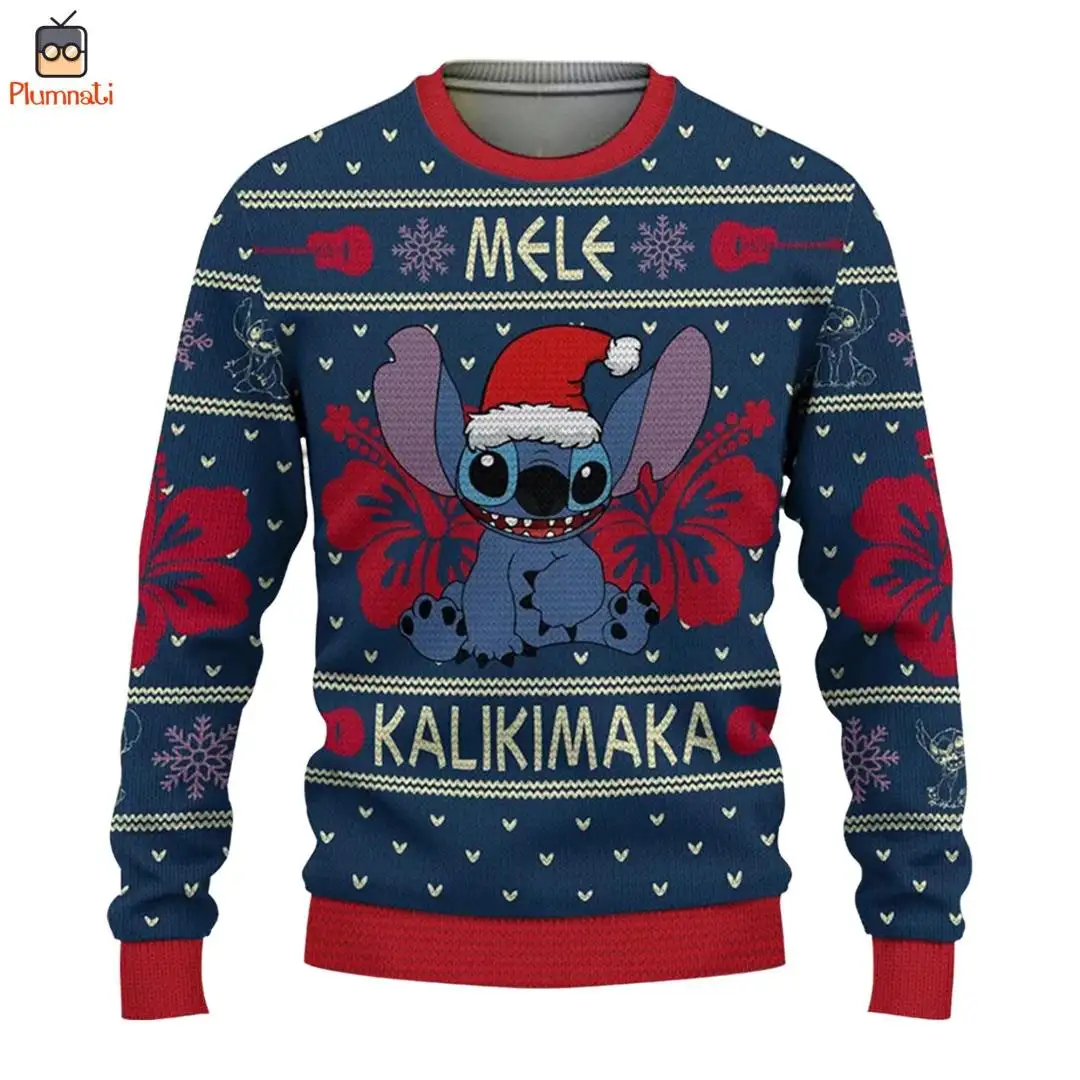 Stitch Ugly Christmas Sweater, Stitch Mele Kalikimaka Shirt, Disneyland Christmas Shirt, Stitch Christmas Sweatshirt, Stitch Ohana Shirt