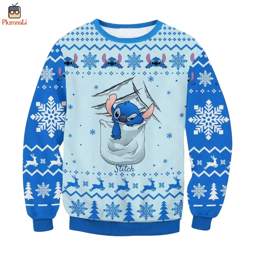 Stitch Ugly Christmas Sweater, Stitch Christmas Sweatshirt, Stitch Ohana Shirt, Merry Stitchmas Shirt, Disneyland Christmas Shirt