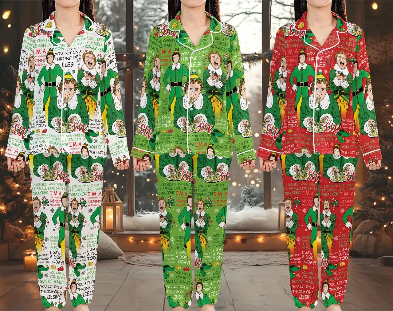 Buddy Elf Pajamas Set Elf Christmas Pajamas Christmas Movie Pajamas Elf Christmas Holiday Shirt Christmas Party Family Matching Pajamas 01