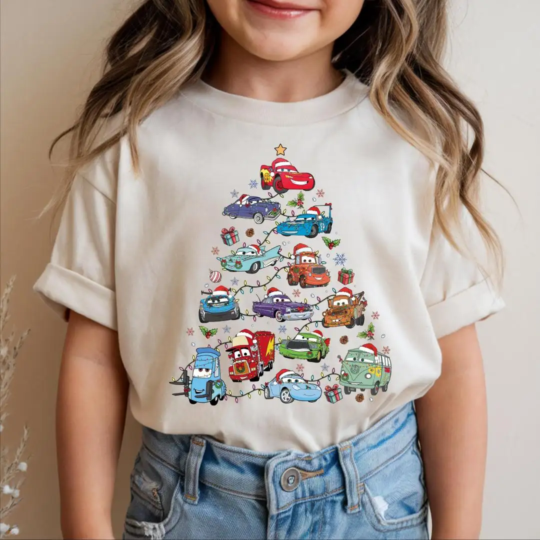 Disney Cars Christmas Tree Shirt, Kids Christmas Tree Shirt, Cars Tree Sweater, Christmas Lights Car Sweatshirt, Disney Pixar Cars Xmas Tee