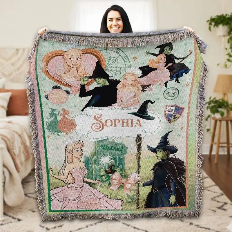 Personalized Wicked Woven Blanket Elphaba Glinda Blanket Change For Good Fan Gift Blanket Musical Christmas Blanket Bedding Throw Blanket