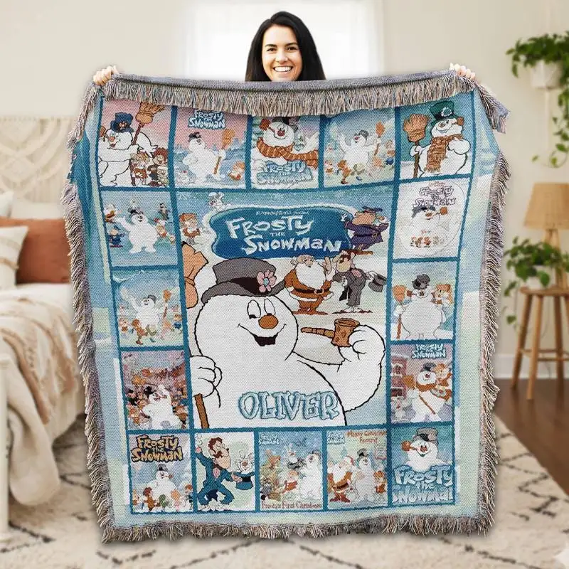 Frosty The Snowman Christmas Woven Blanket, Disneyland Frosty The Snowman Blanket, Frosty Christmas Blanket, Christmas Gift For Her Him