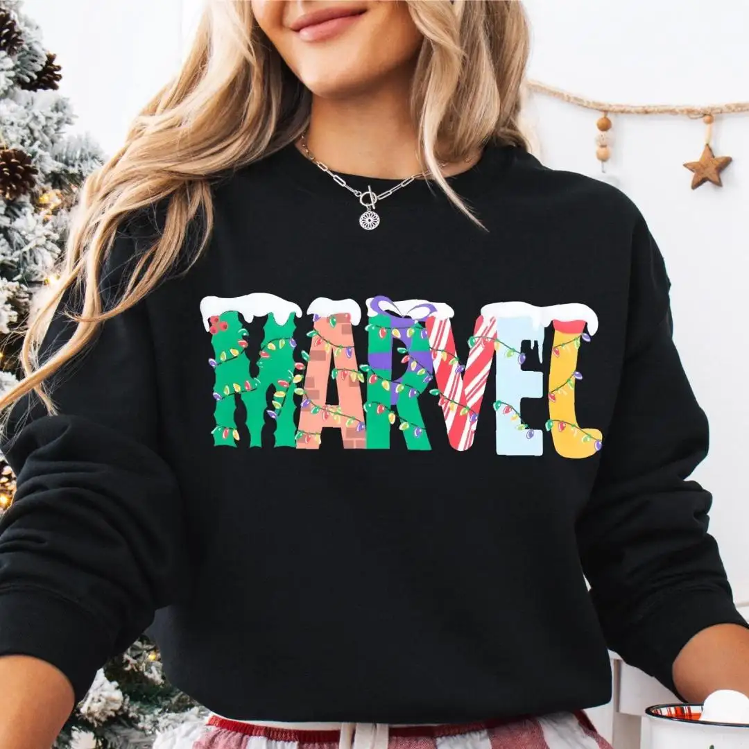 Marvel Christmas Lights Sweatshirt, Winter Holidays Shirt, Marvel Xmas Shirt, Avengers Christmas Tee, Christmas Party Sweater