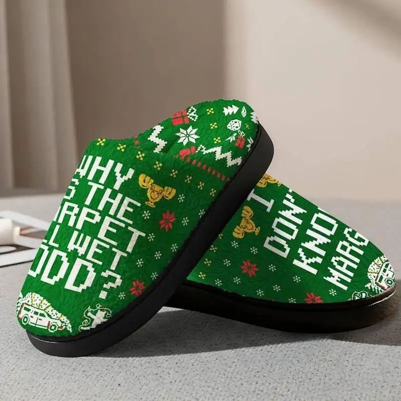 National Lampoon's Christmas Vacation Ugly Slipper, I Don't Know Margo And Why is the Carpet All Wet Todd Slipper, Christmas Couple Gift 01