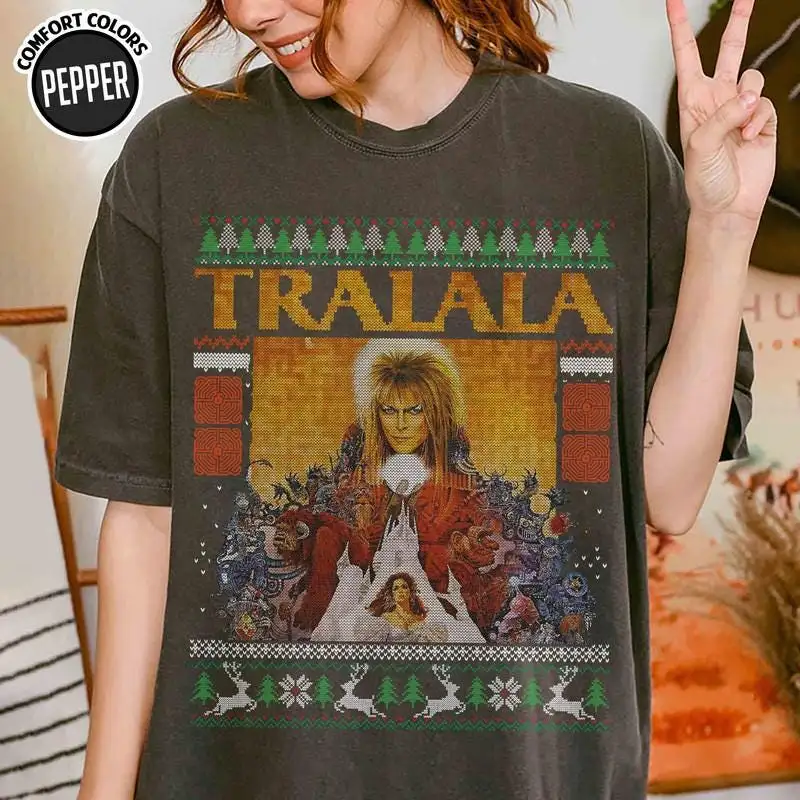 The Labyrinth Tralala Ugly Christmas Sweater The Labyrinth Shirt Jareth The Goblin King Sweatshirt Christmas Movie Tee Christmas Gift 04
