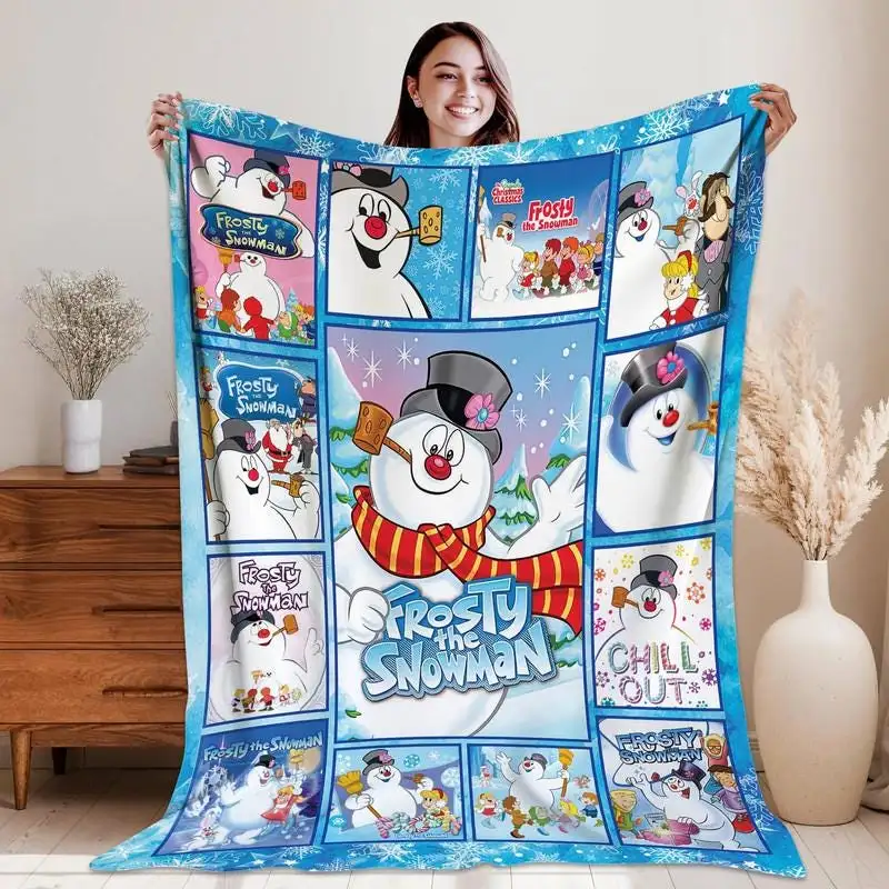 Frosty The Snowman Christmas Blanket, Rudolph The Red Nosed Reindeer Blanket, Best Christmas Gift Blanket 52, Frosty Snowman Blanket